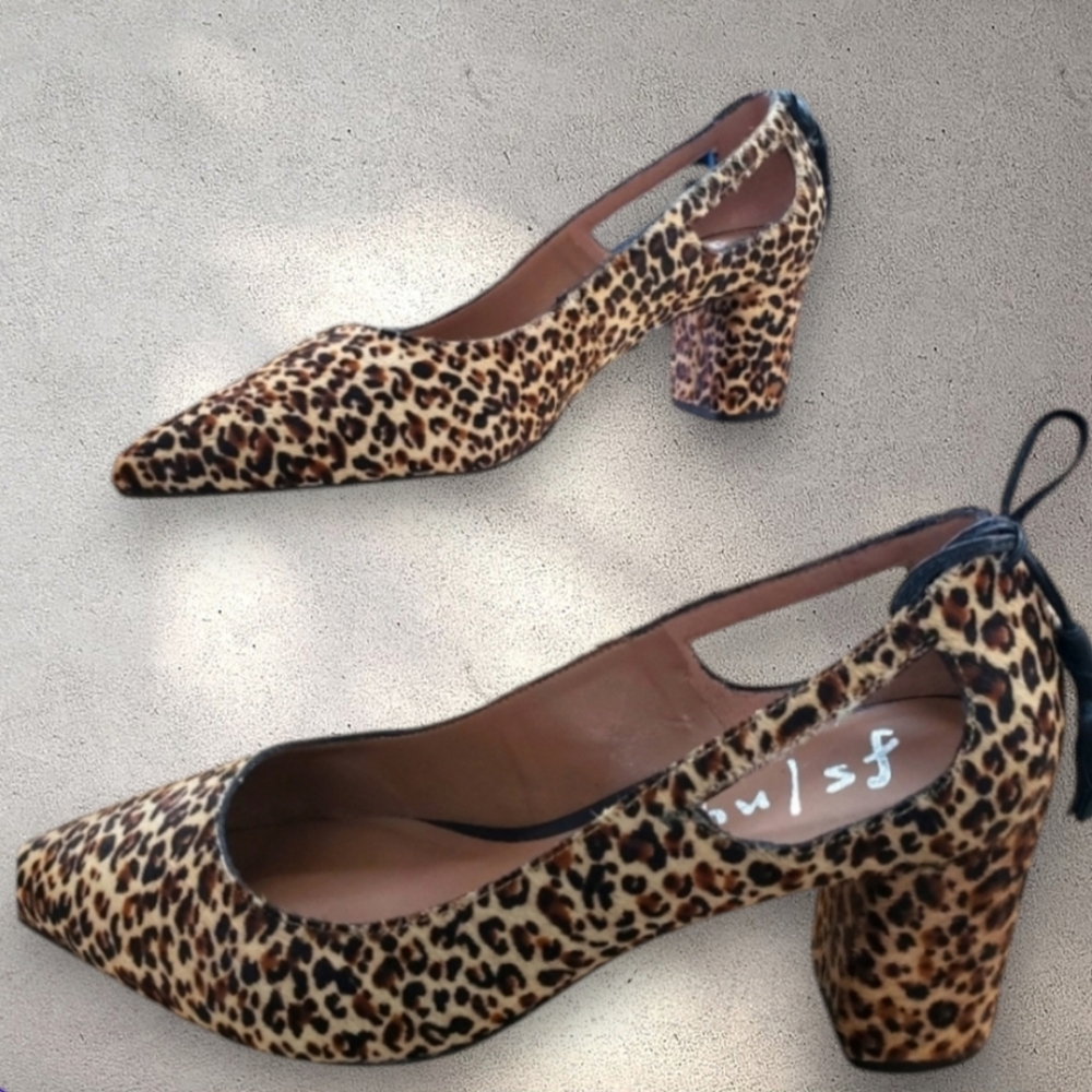 🎊 Host Pick 🎊 NWT- French Sole Courtney Cheetah Hair Calf Block Heel